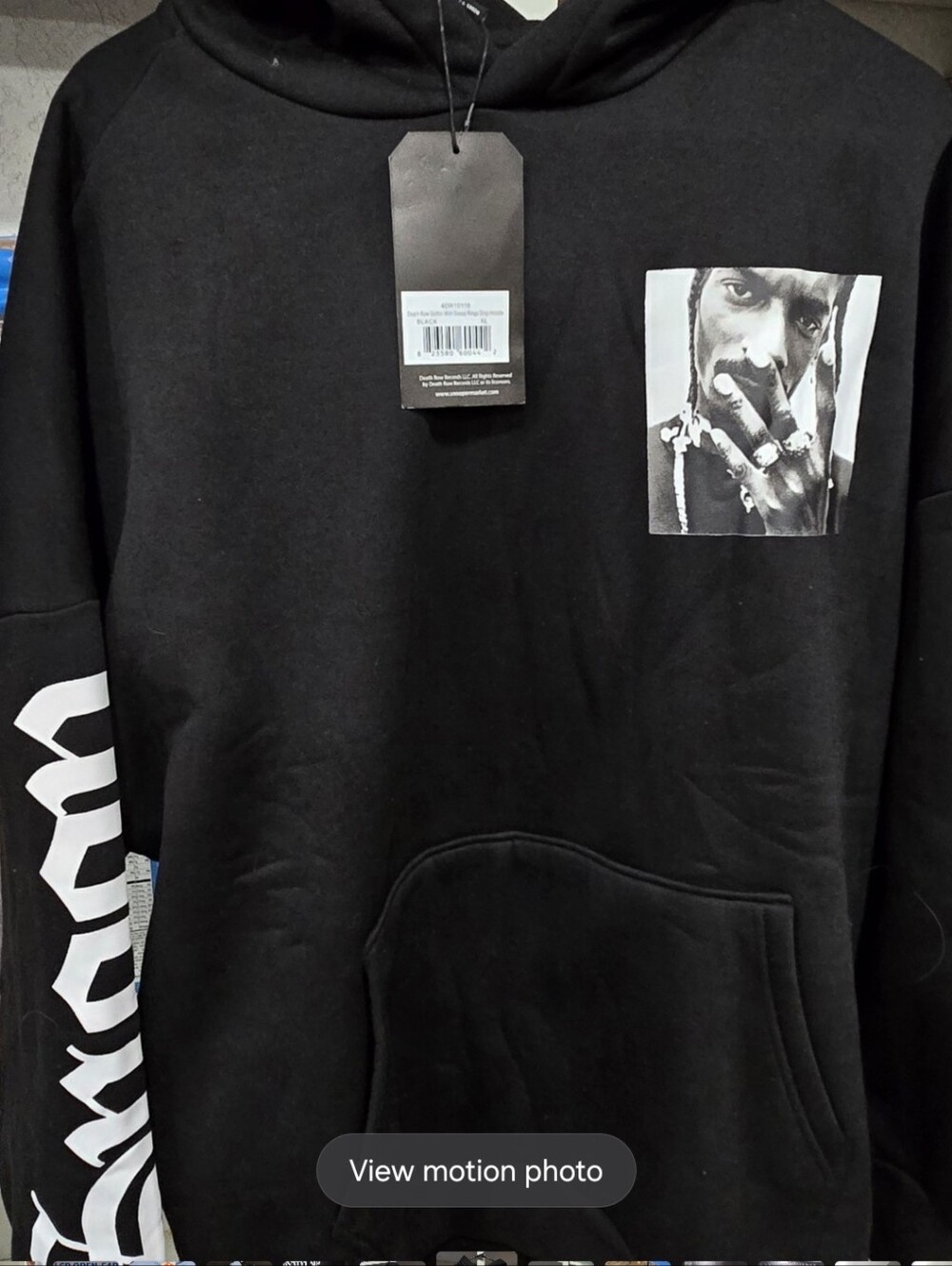Men's Black Graphic Pullover Hoodie with Portrait Print